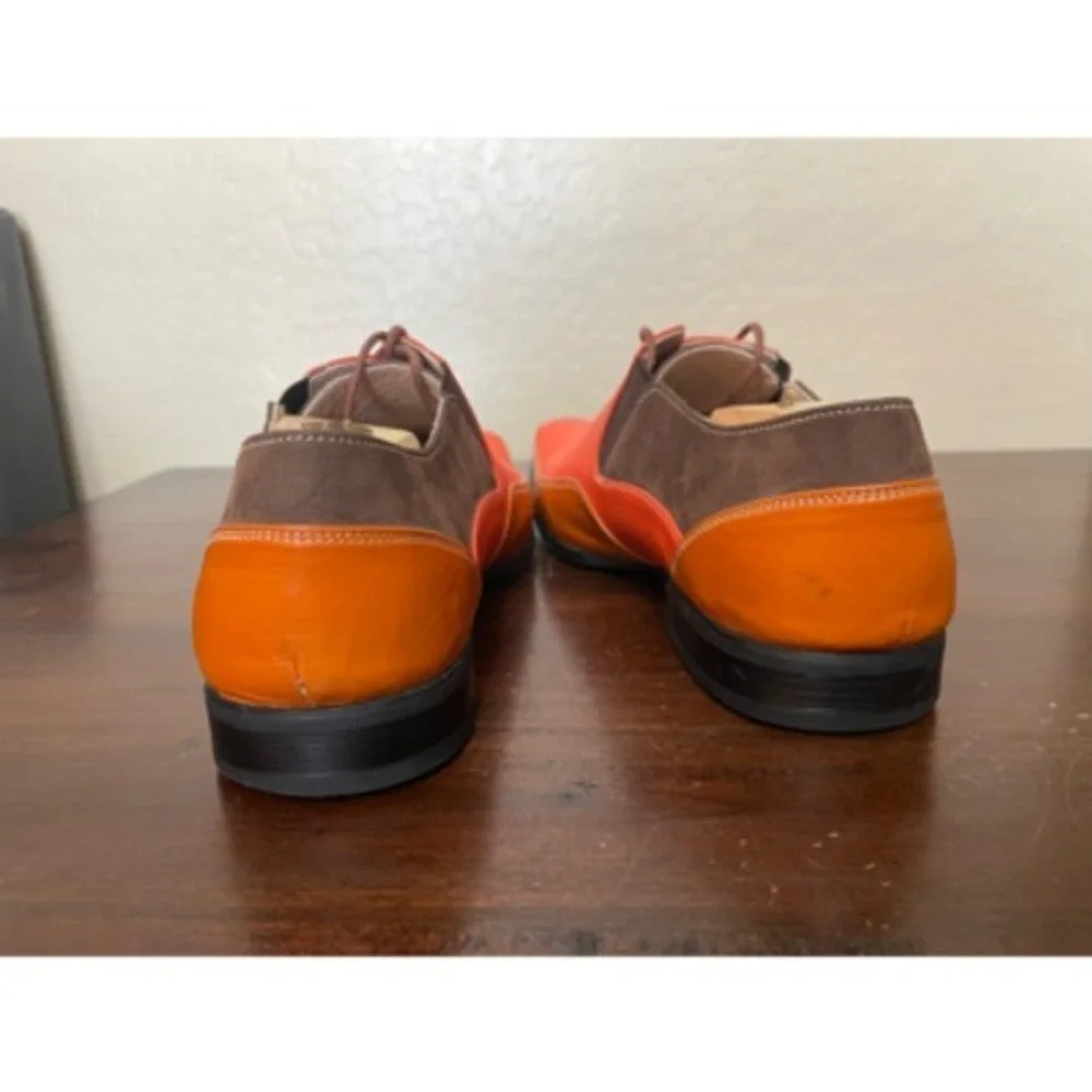 Findig Mens Oxford Shoes Orange Gray Lace Up Square Toe 11.5 EUR 44